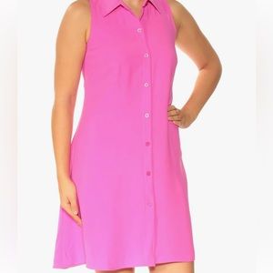 Ralph Lauren Sleeveless Crepe Shirtdress, Orchid Pink Sz:16
